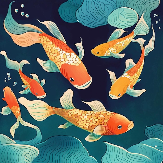 There are many fish swimming in the water together generative ai