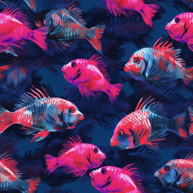 There are many fish that are swimming in the water together generative ai