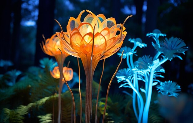 there are many flowers that are glowing in the dark generative ai