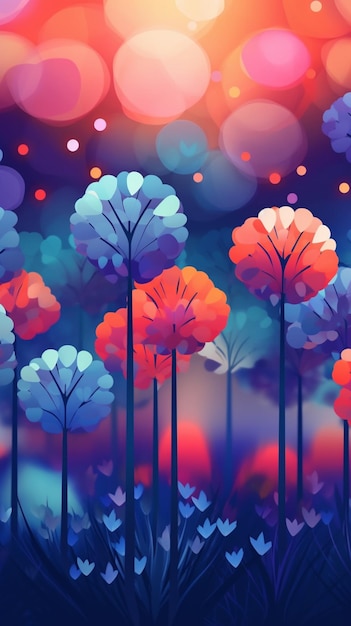 There are many flowers that are in the grass with a sky background generative ai