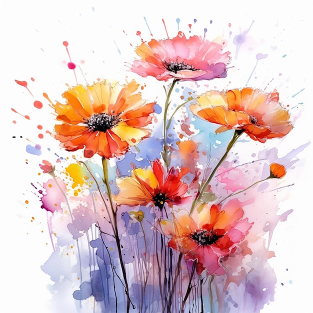 There are many flowers that are painted in a watercolor style generative ai
