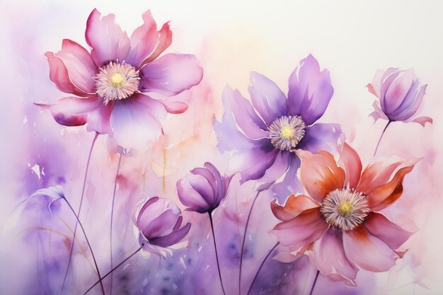 There are many flowers that are painted on a white surface generative ai