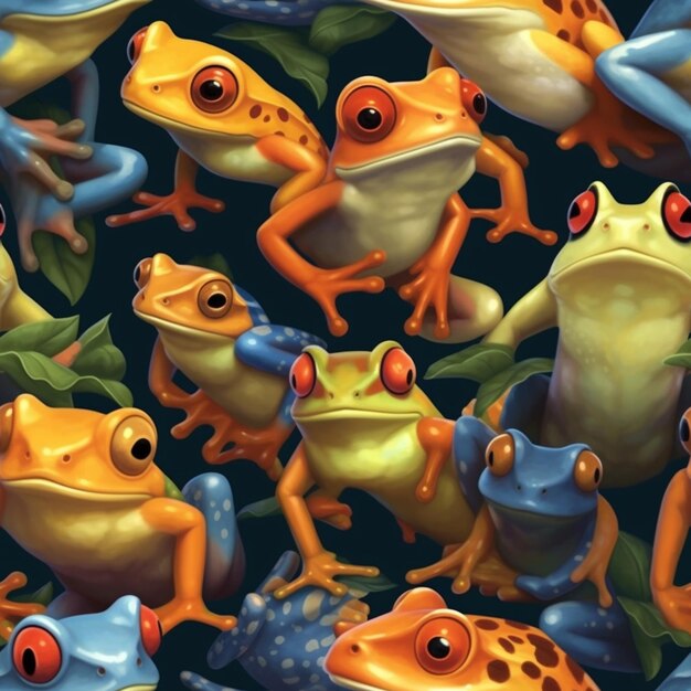 there are many frogs that are all together in a group generative ai