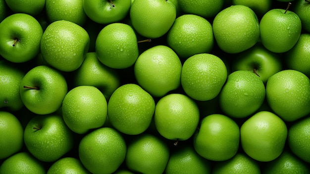 there are many green apples that are piled together in a pile generative ai