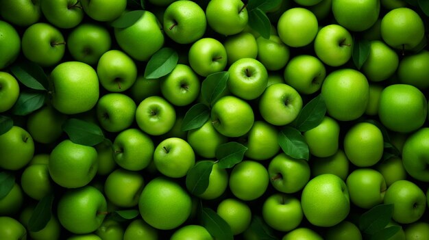 there are many green apples that are piled together in a pile generative ai