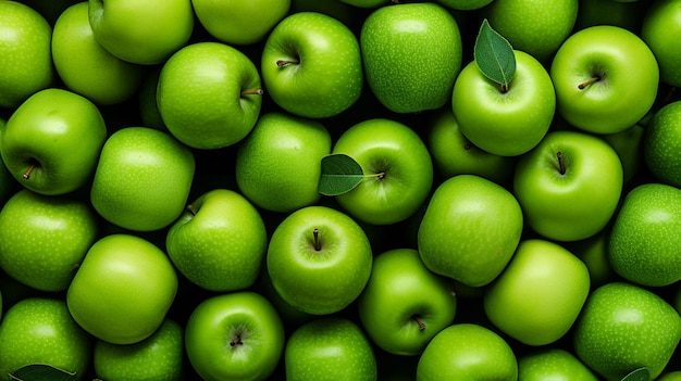 there are many green apples that are piled together in a pile generative ai