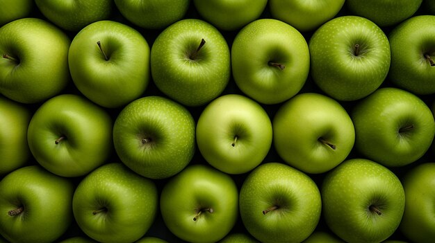 there are many green apples that are stacked together in a pile generative ai