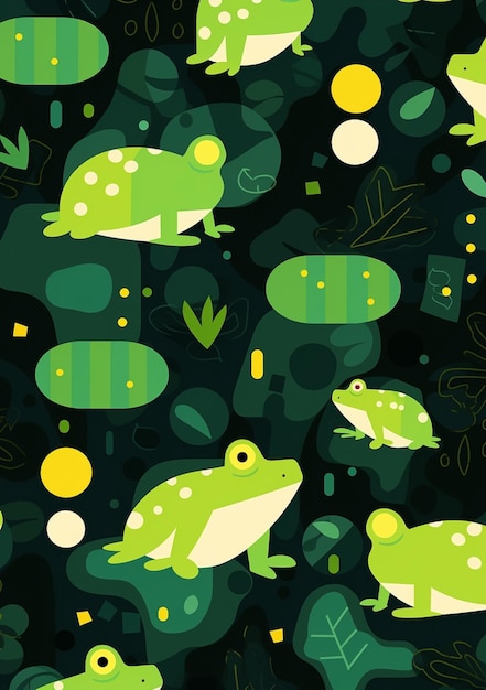 there are many green frogs that are in the water together generative ai