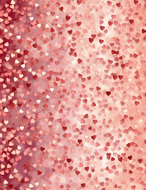 на красном и розовом фоне много сердечек, генеративный ИИ