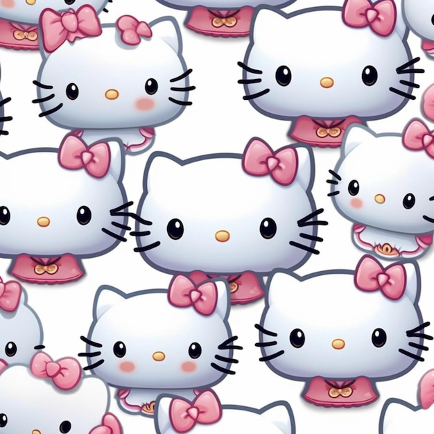 Photo there are many hello kitty stickers on the wall generative ai