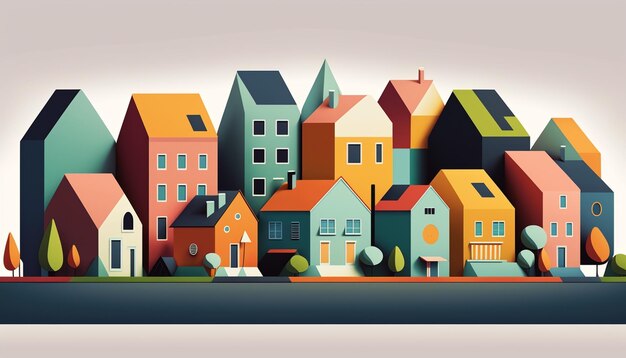 There are many houses that are painted in different colors generative ai