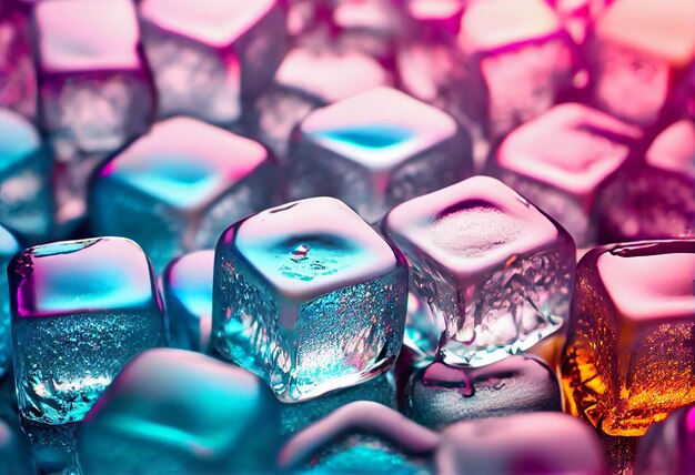 There are many ice cubes that are sitting on a table generative ai