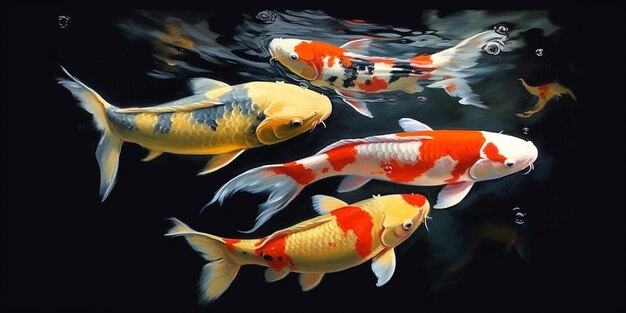 There are many koi fish swimming in a pond together generative ai