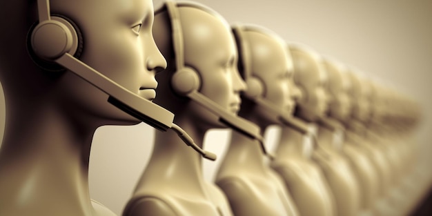 there are many mannequins with headsets on each of them generative ai