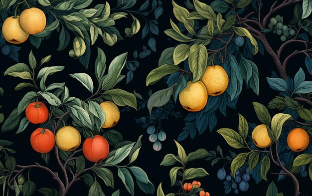 there are many oranges and berries on the tree in this picture generative ai