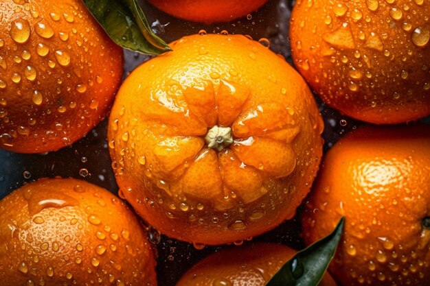 There are many oranges with water droplets on them generative ai