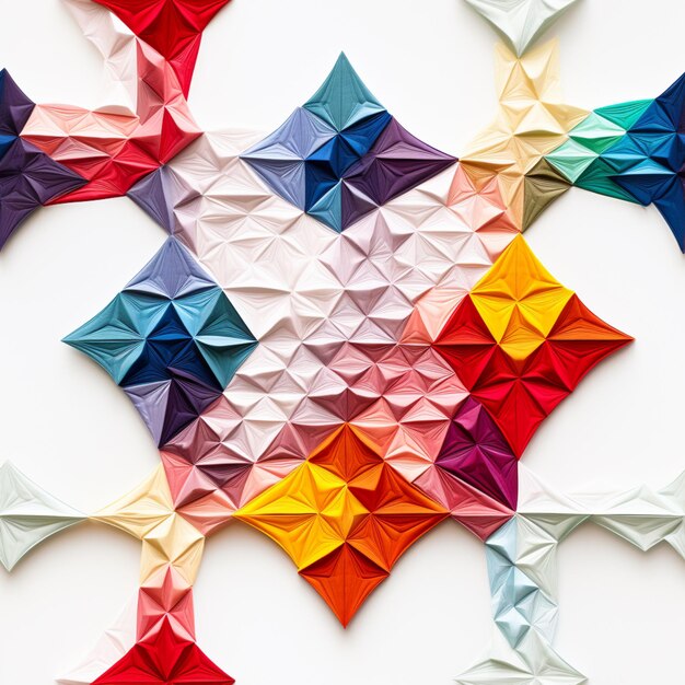 There are many origami pieces of paper arranged in a pattern generative ai