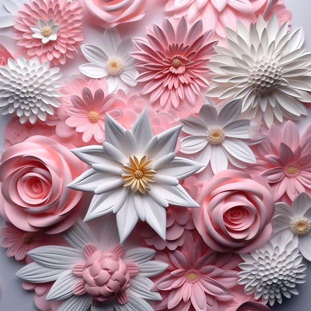 There are many paper flowers arranged in a circle on a table generative ai
