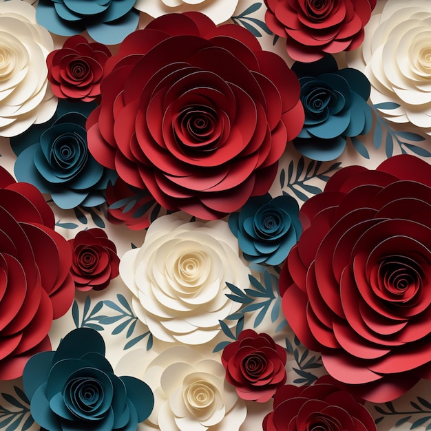 there are many paper flowers that are arranged on a table generative ai