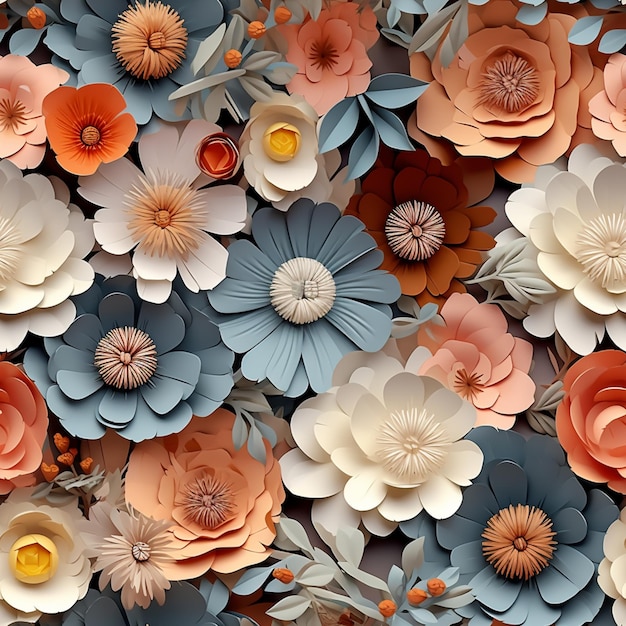 there are many paper flowers that are arranged together on the wall generative ai