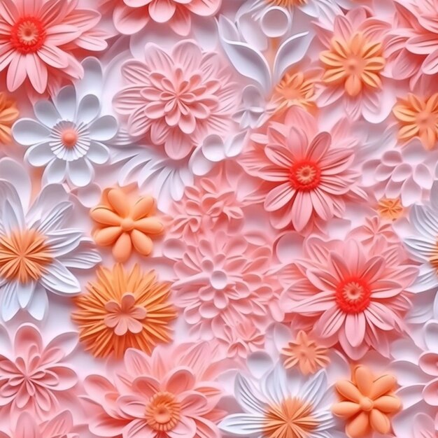 There are many paper flowers that are arranged on a wall generative ai