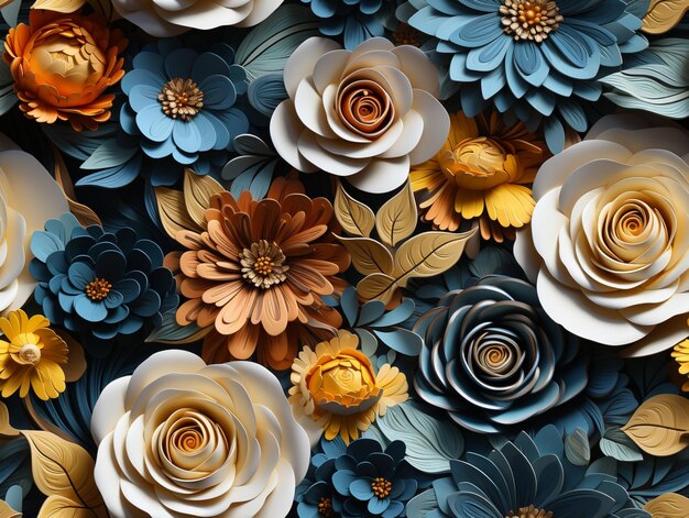 there are many paper flowers that are on a wall generative ai