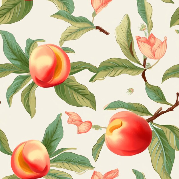 there are many peaches on the branch of a tree generative ai