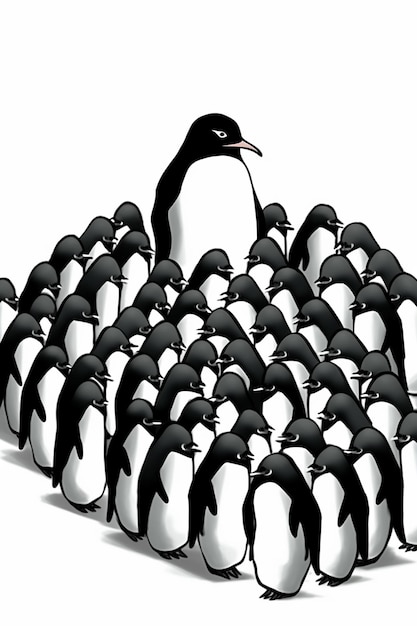 Photo there are many penguins that are standing in a group together generative ai