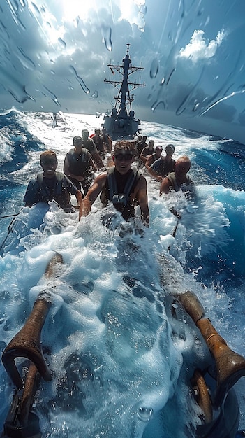 Foto ci sono molte persone su una barca nell'acqua generativa ai