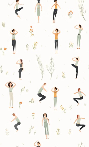 Photo there are many people doing yoga poses in the park generative ai