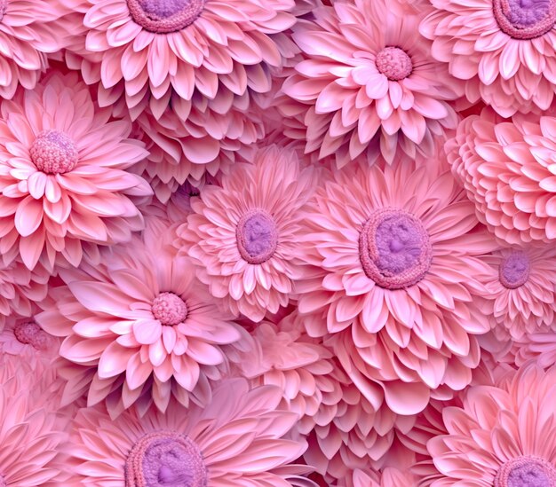 there are many pink flowers that are in a bunch together generative ai