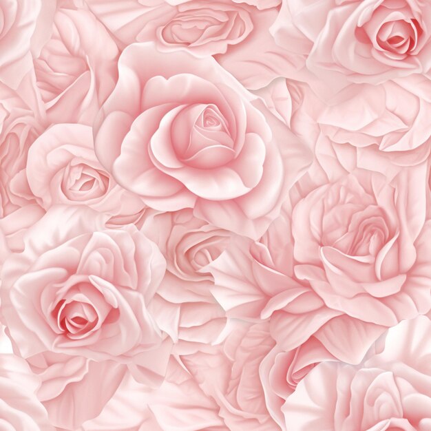 Photo there are many pink roses that are in a bunch together generative ai