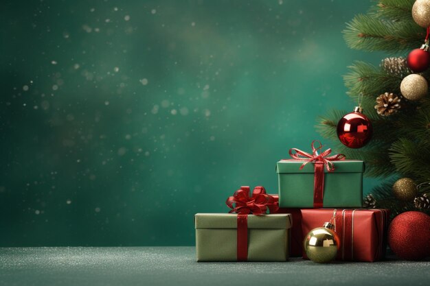 There are many presents under a christmas tree with ornaments generative ai