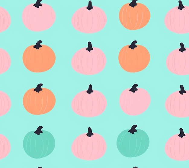 there are many pumpkins that are on a blue background generative ai