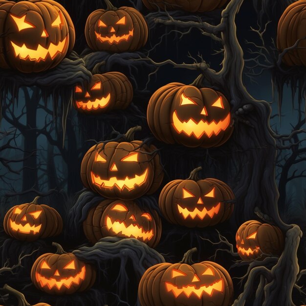 there are many pumpkins that are glowing in the dark generativ ai
