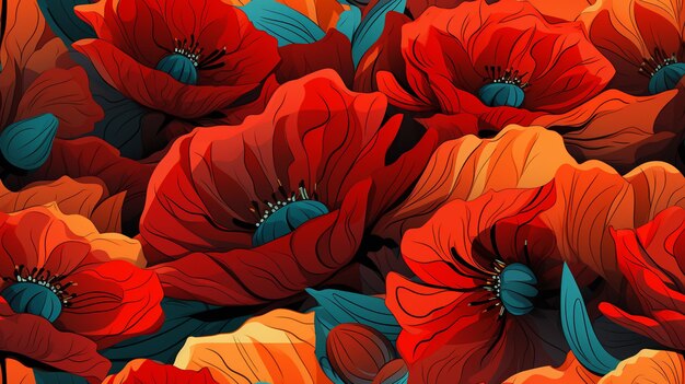 there are many red flowers that are in a bunch together generative ai