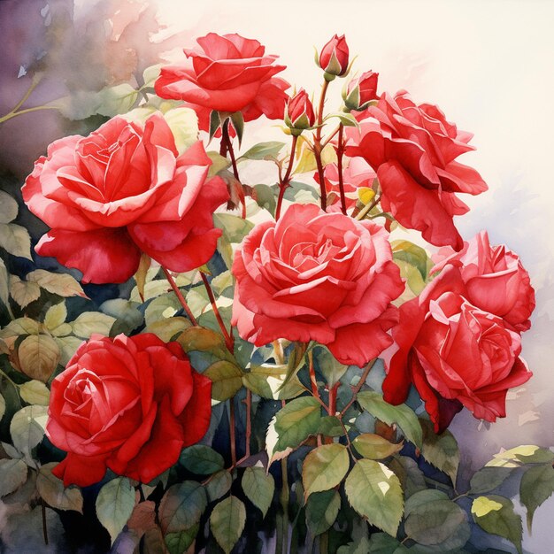 There are many red roses that are in a vase generative ai