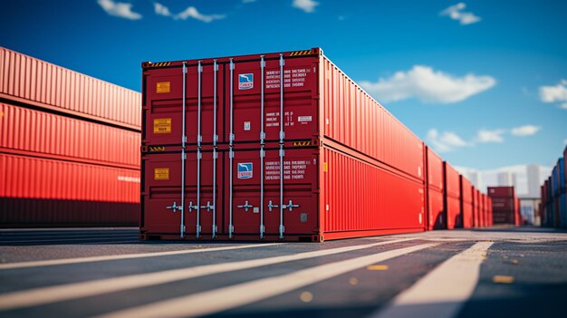 There are many red shipping containers stacked on top of each other generative ai