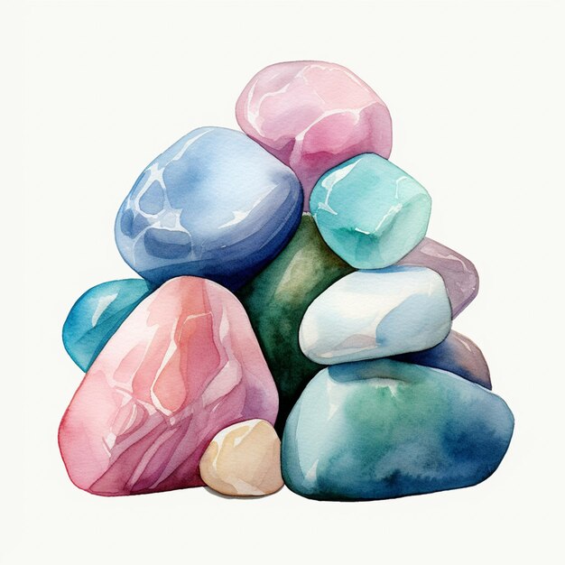 Photo there are many rocks stacked on top of each other generative ai