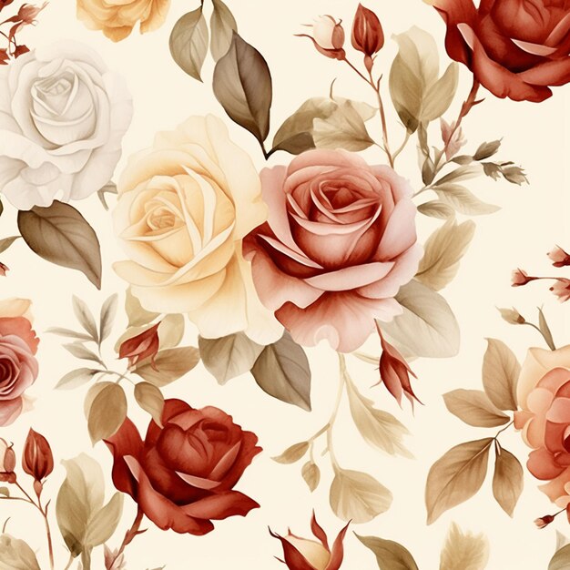 there are many roses that are on the wall in this room generative ai