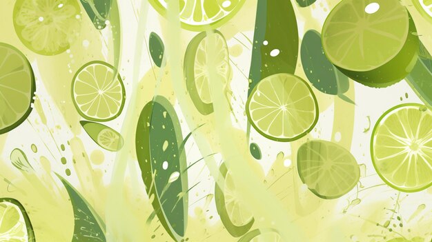 There are many slices of limes and lime slices on the table generative ai