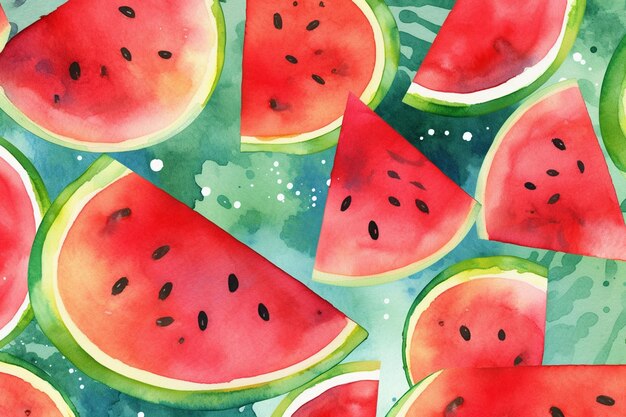 there are many slices of watermelon on the table generative ai