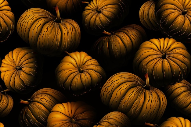 Photo there are many small pumpkins that are sitting together generative ai