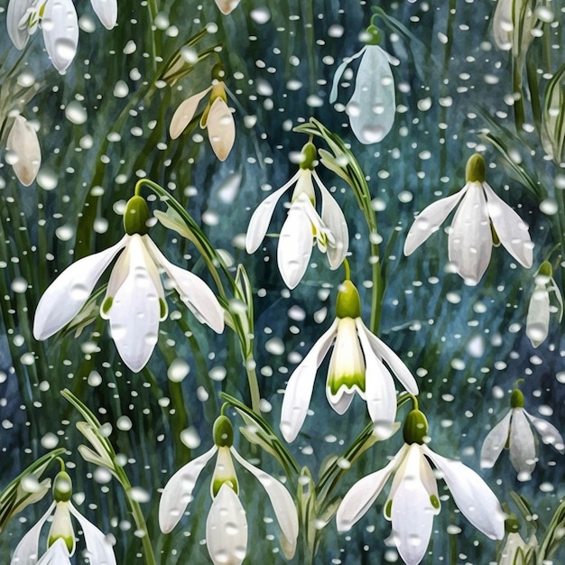 There are many snowdrops that are in the snow generative ai