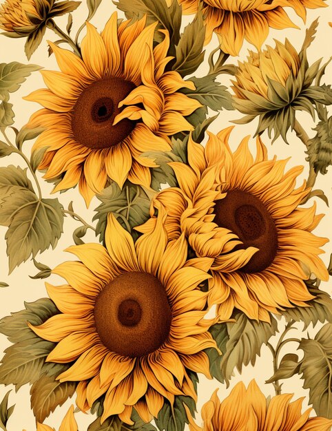 there are many sunflowers that are on a white background generative ai