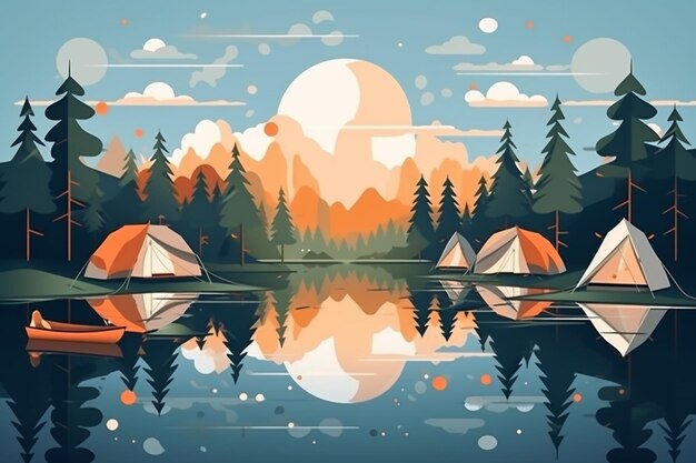 there are many tents that are sitting in the water generative ai