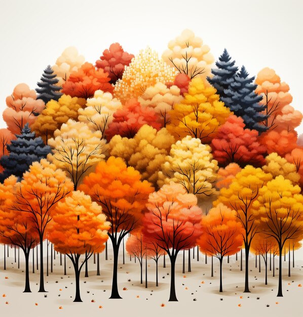 There are many trees that are colored in the fall generative ai