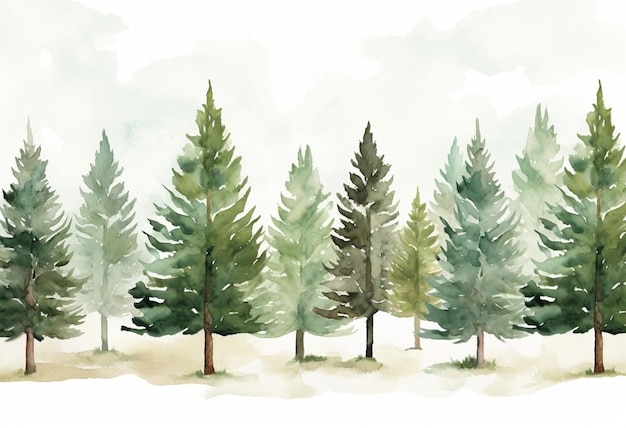 there are many trees that are painted in a row generative ai