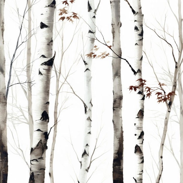 there are many trees that are painted with watercolors on them generative ai