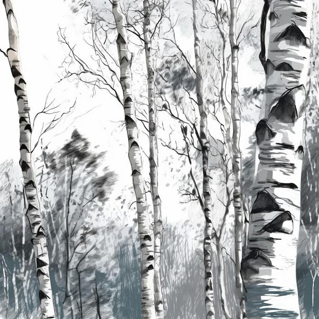 there are many trees that are standing in the snow generative ai